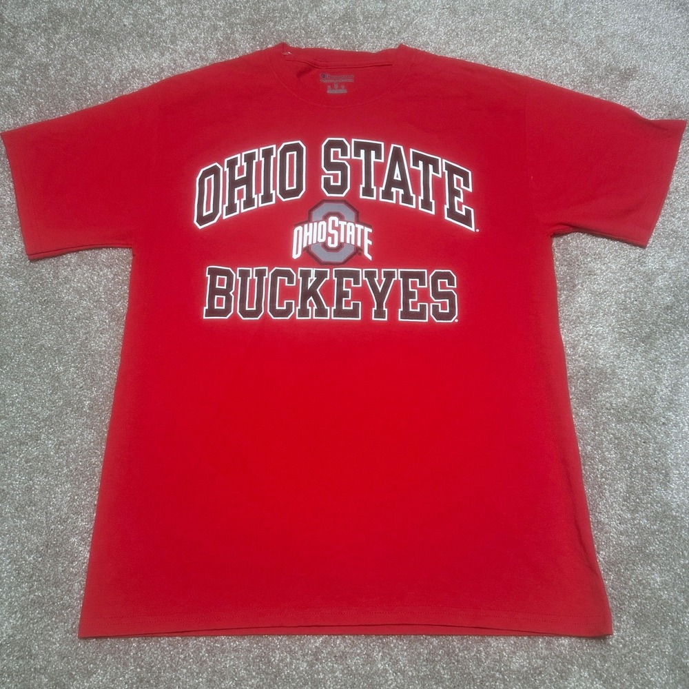 Champion Mens M Ohio State Buckeyes Carlson Graphic Tee Red NCAA Football Sport